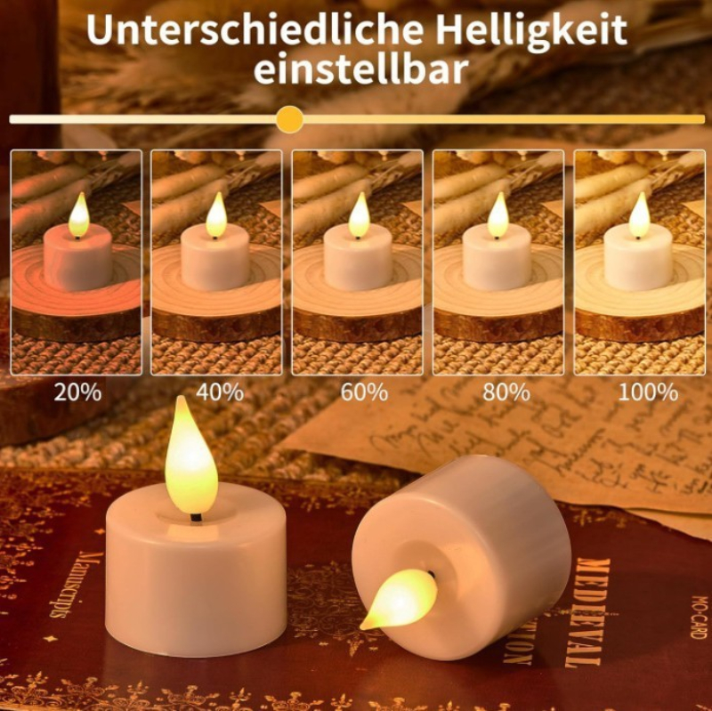 🕯12 Pack Rechargeable Flickering LED Tealight Candles with Charging Base, Remote & Timer | Safe Flameless Lights for Halloween Party Home Decor🕯️	