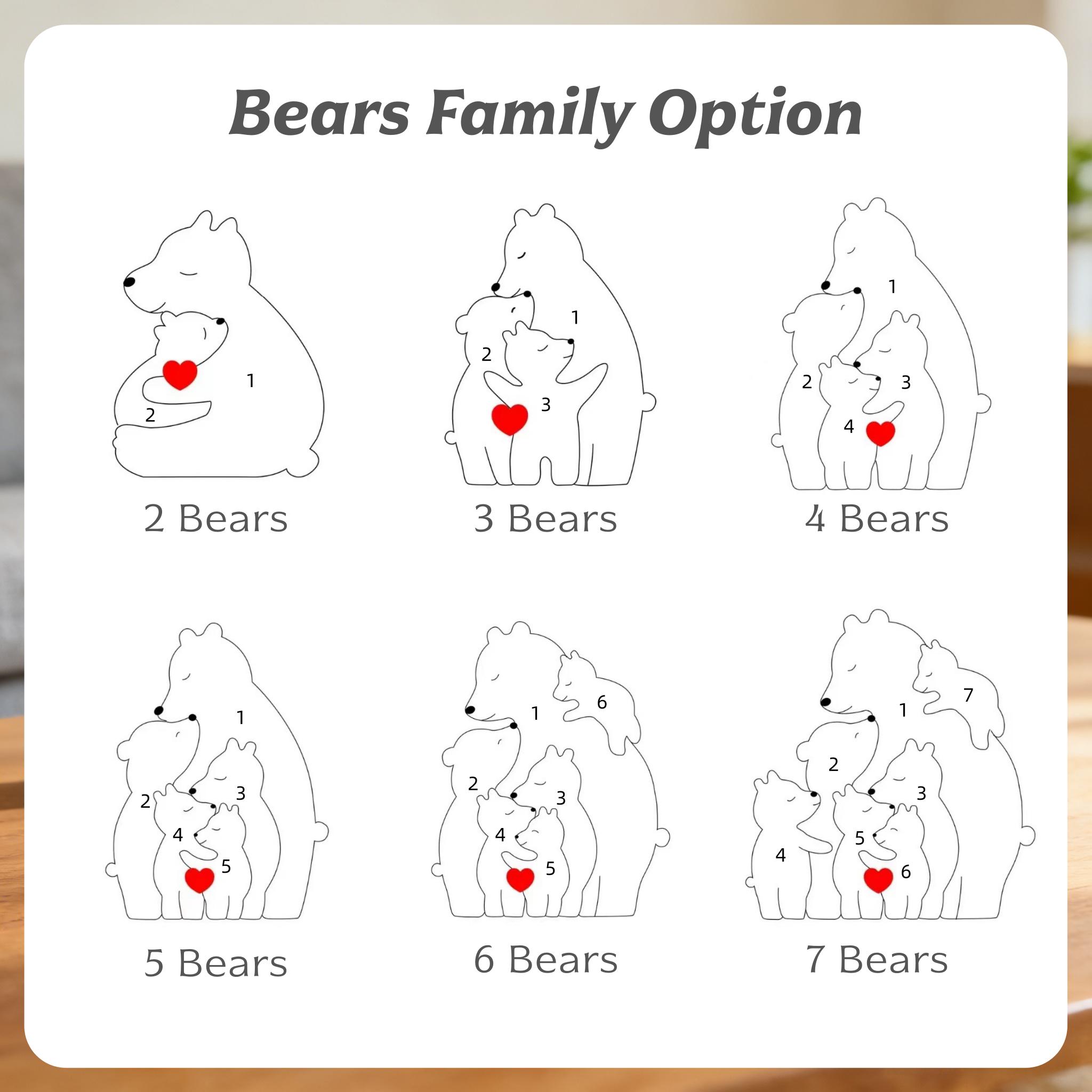 Personalized Wooden Bear Family Puzzle, Custom Engraved Name Animal Decor, Christmas Family Keepsake, New Parents Gifts, Nursery Decor