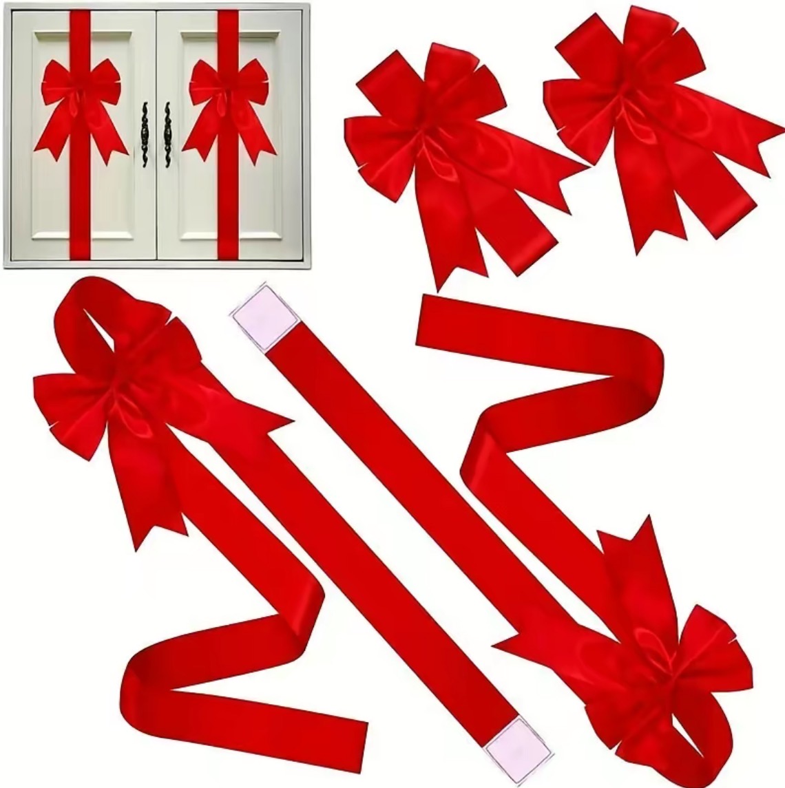 Christmas Velvet Cabinet Bow