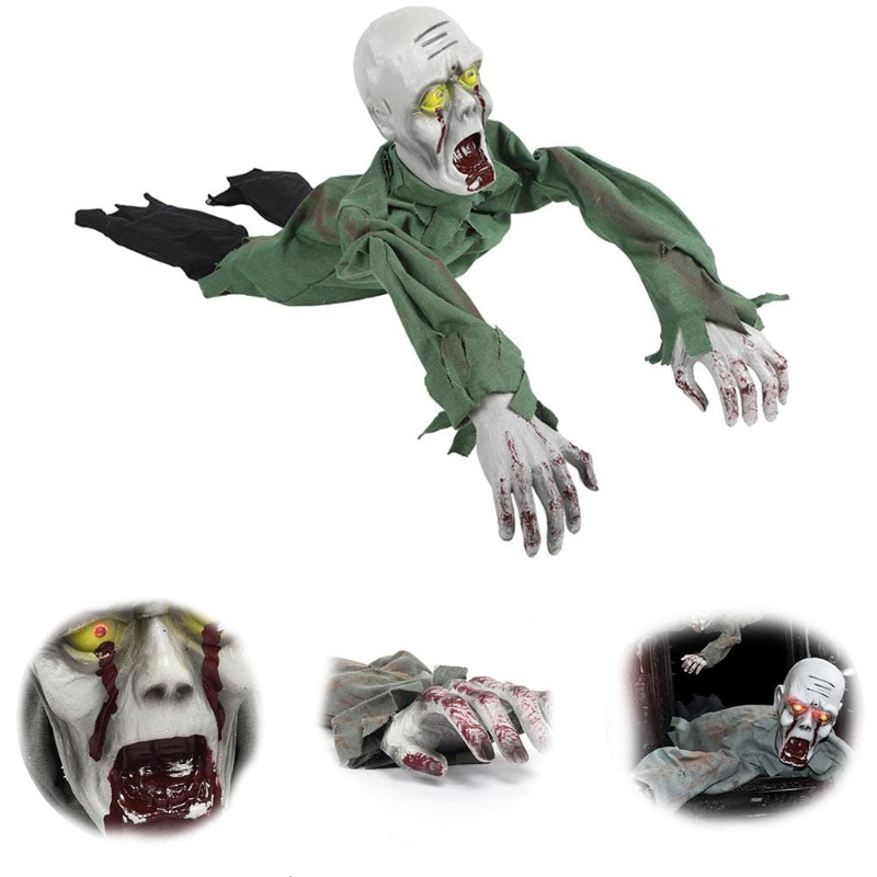 🔥Hot Selling Sound Activated Crawling Zombie Animatronic | Bestseller Halloween Decor, Limited Time Offer for Haunted House Escape Room