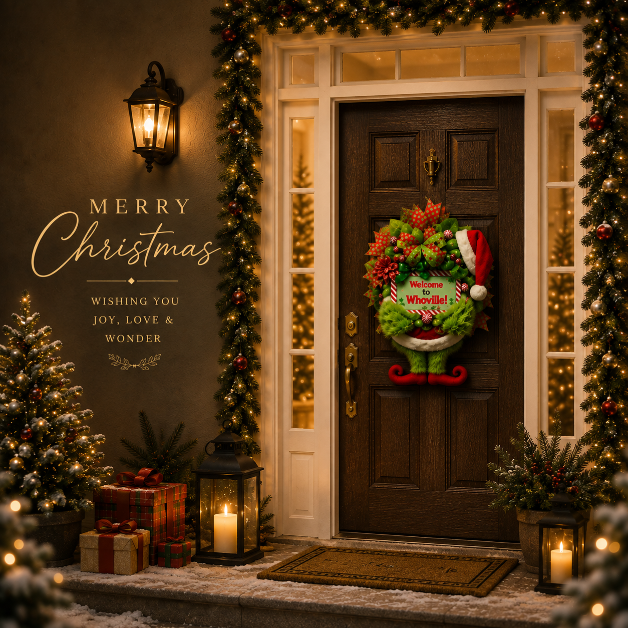 Welcome to Whoville Grinch Christmas Door Wreath
