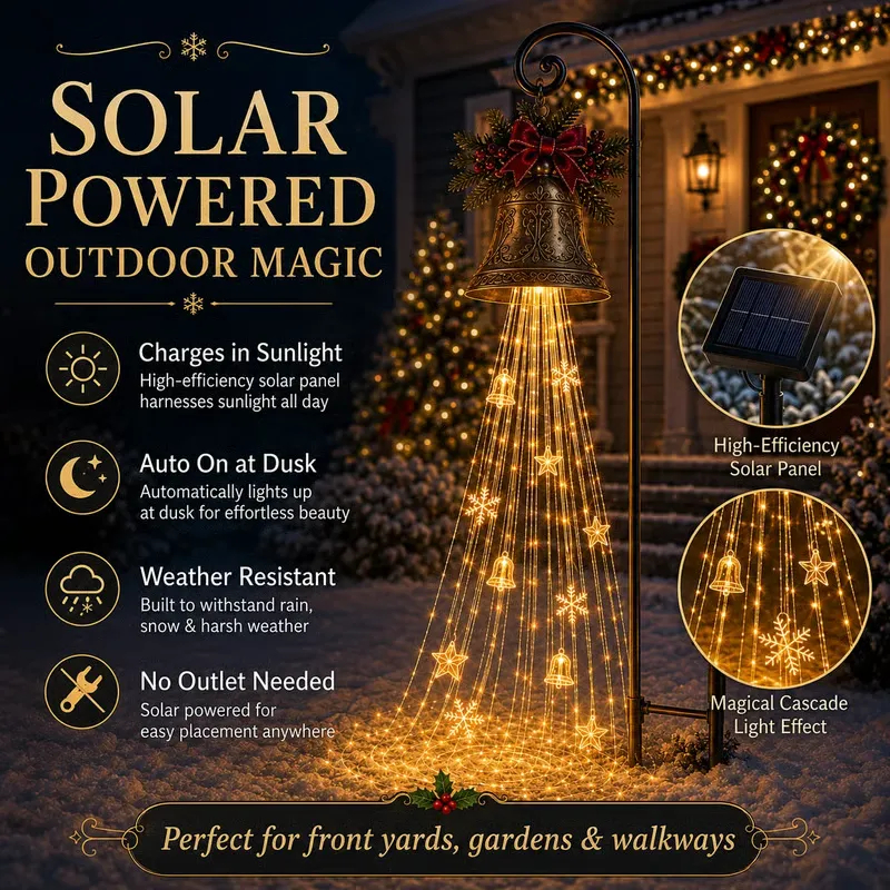 🔥Hot Sale 49% OFF | 🎄 Christmas Bell Cascade Solar Yard Light ✨