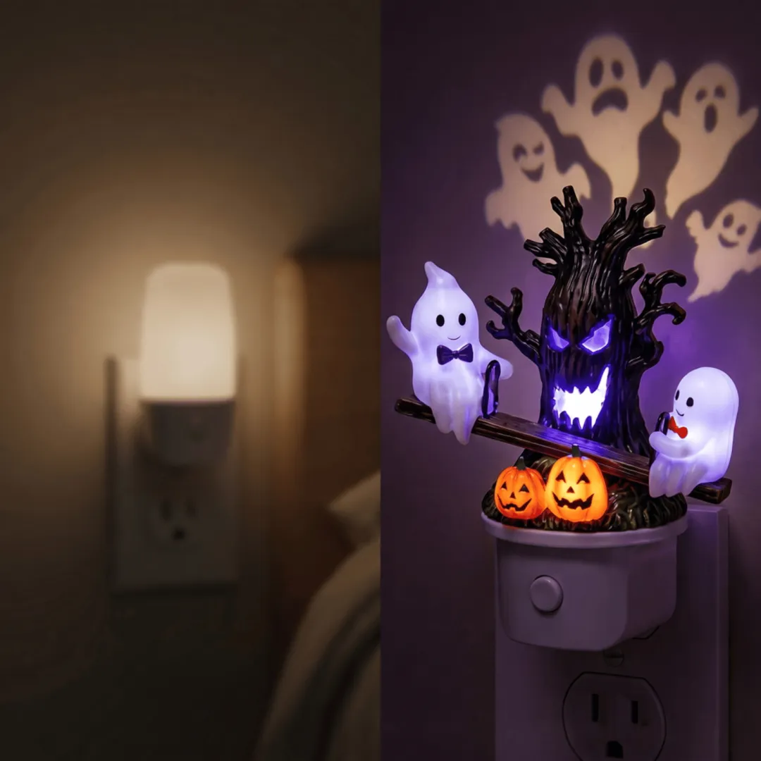 🔥HOT SALE UP TO 49% OFF 🎃👻 Animated Seesaw Ghost Plug-In LED Night Light