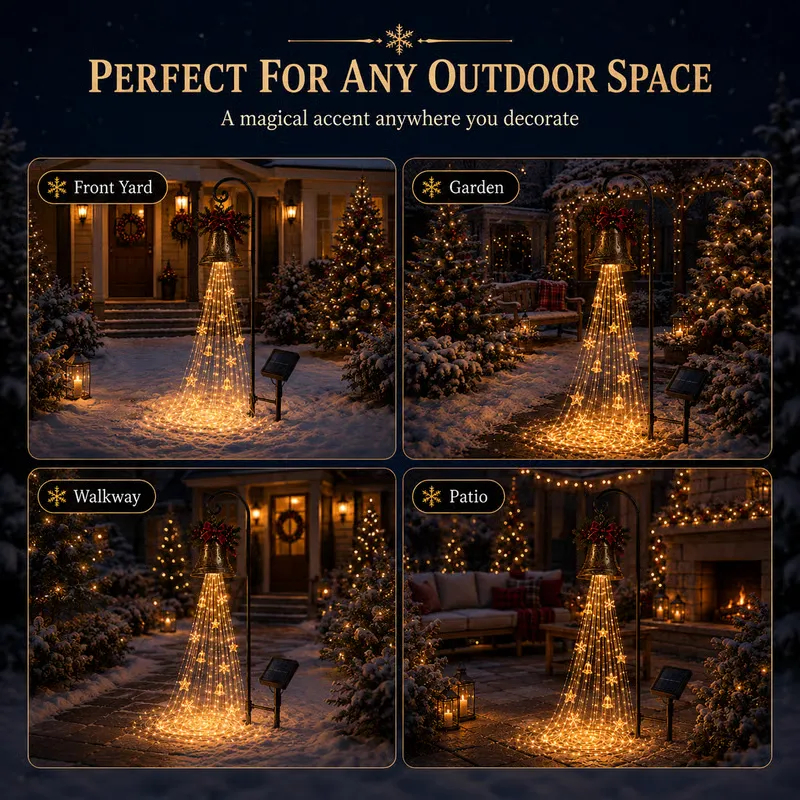 🔥Hot Sale 49% OFF | 🎄 Christmas Bell Cascade Solar Yard Light ✨