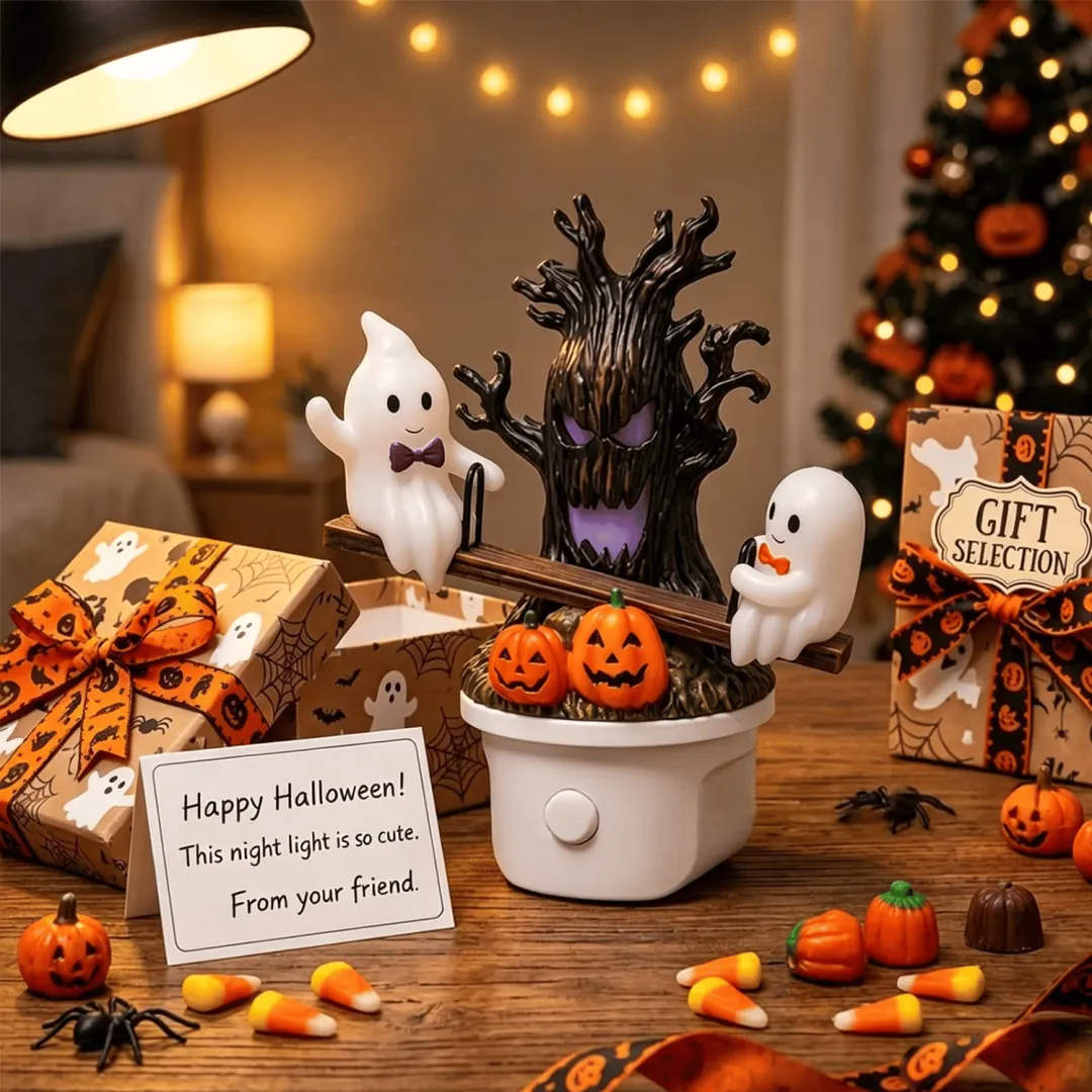 🔥HOT SALE UP TO 49% OFF 🎃👻 Animated Seesaw Ghost Plug-In LED Night Light