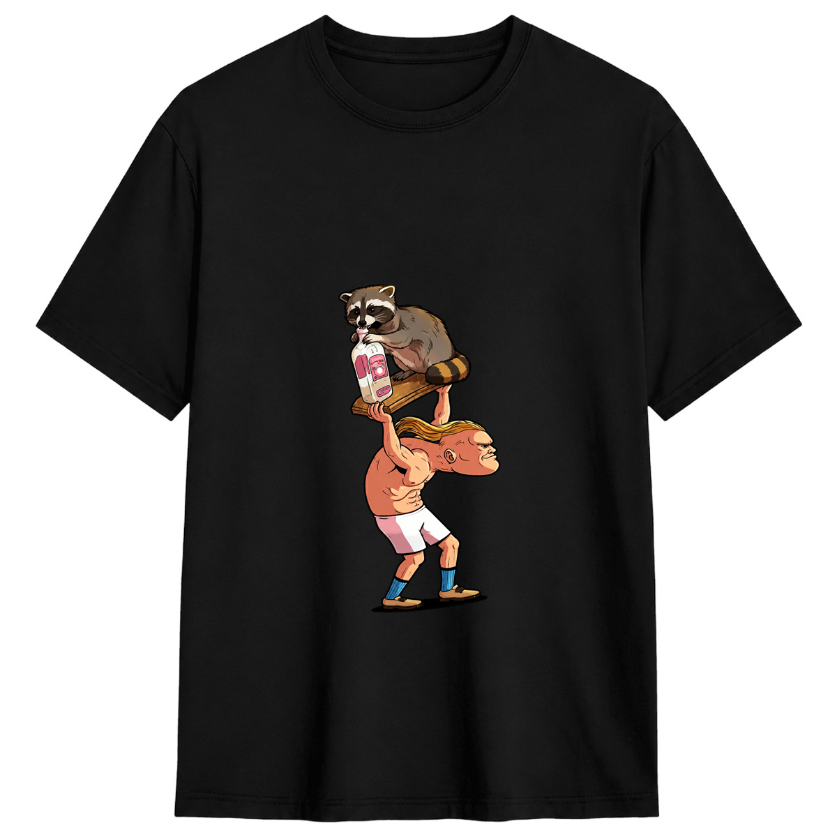Football Star Haaland Raccoon Humor Short Sleeve Shirt