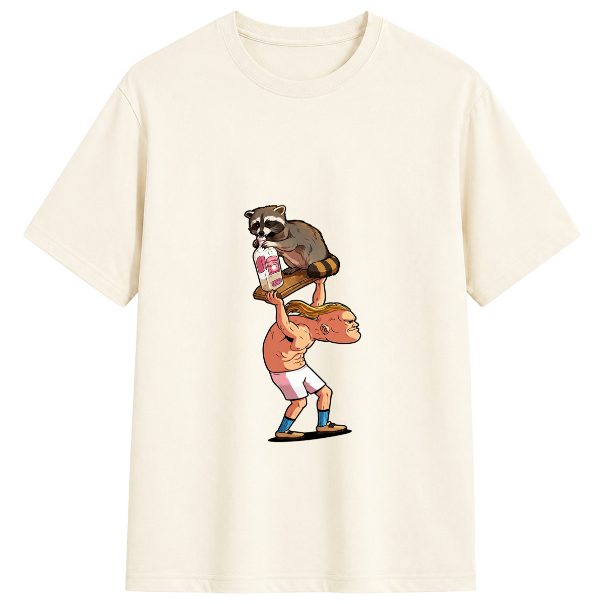 Football Star Haaland Raccoon Humor Short Sleeve Shirt