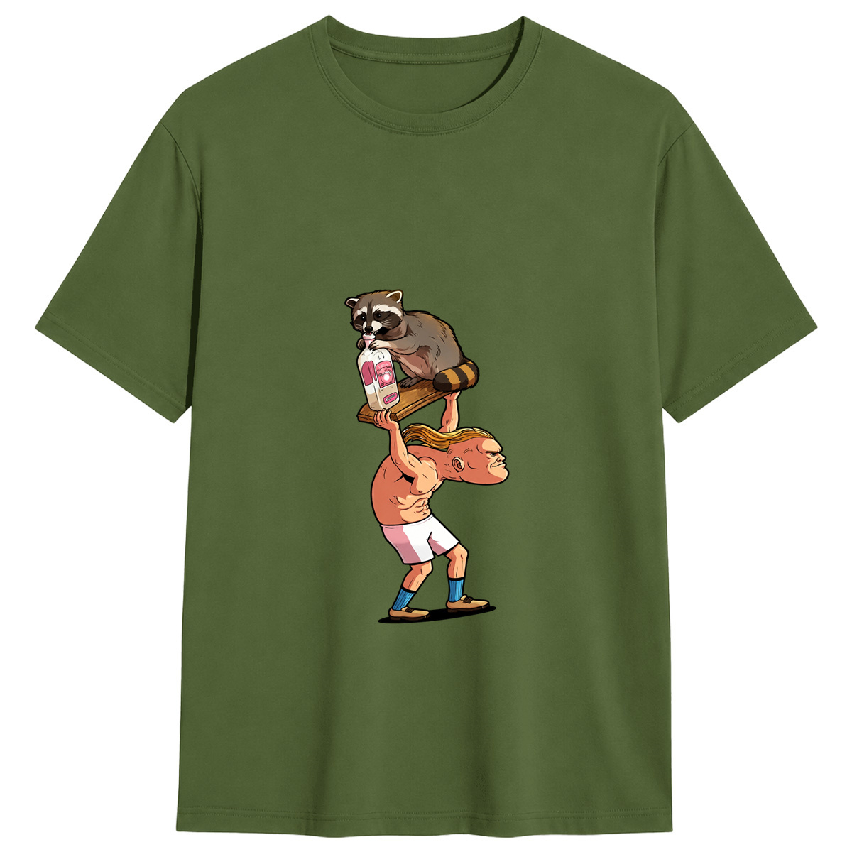 Football Star Haaland Raccoon Humor Short Sleeve Shirt