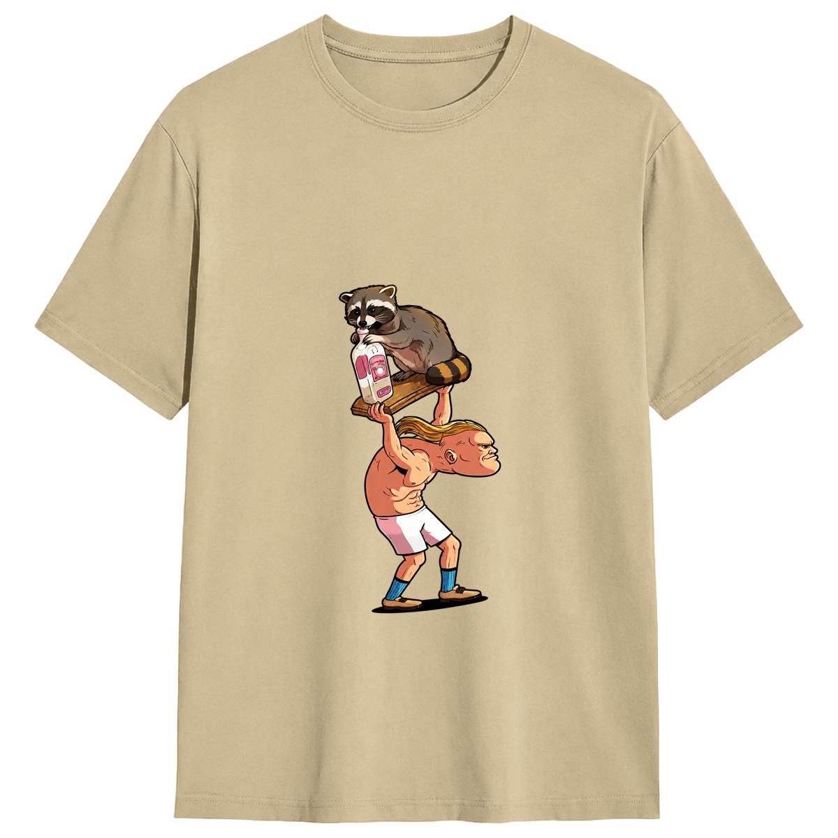 Football Star Haaland Raccoon Humor Short Sleeve Shirt