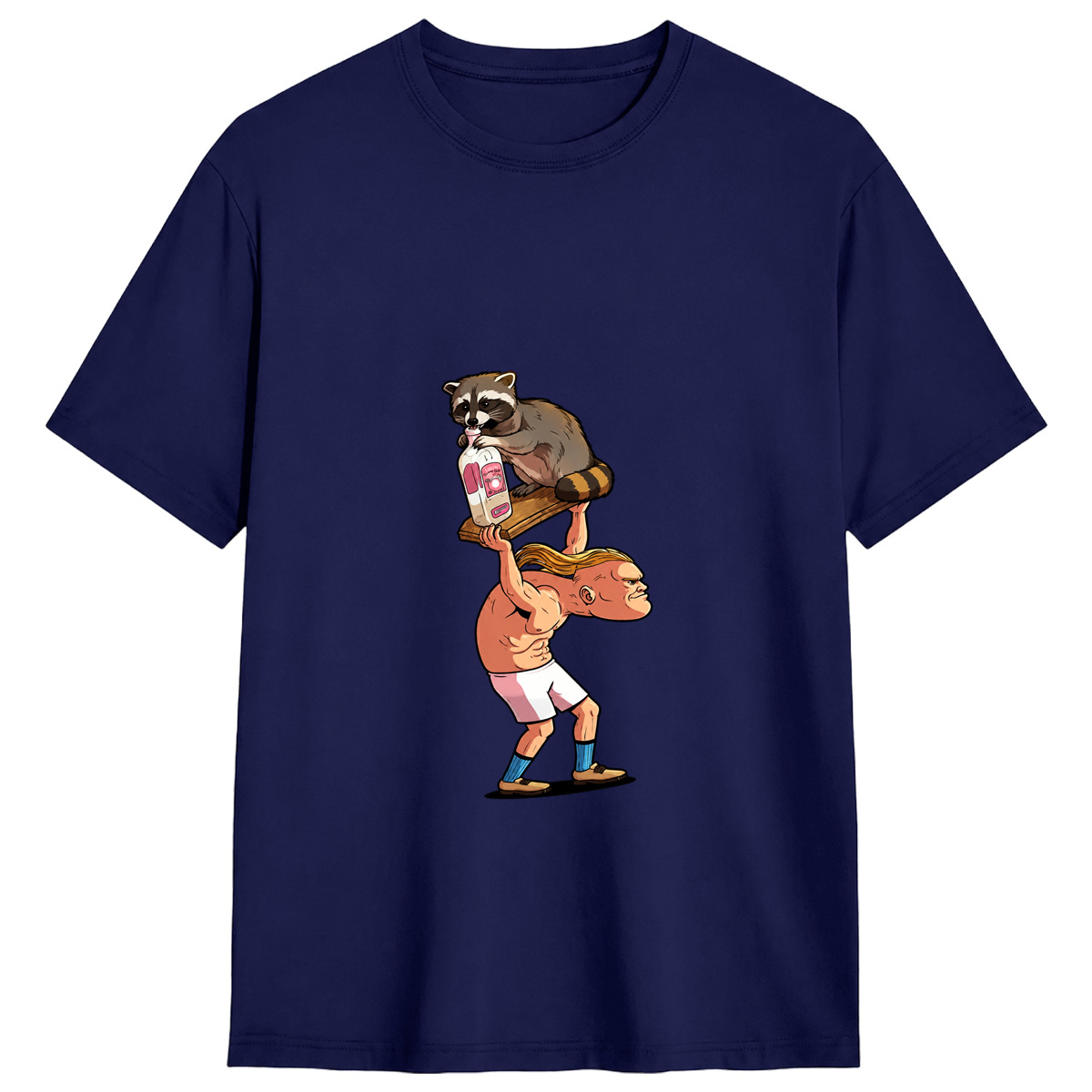 Football Star Haaland Raccoon Humor Short Sleeve Shirt