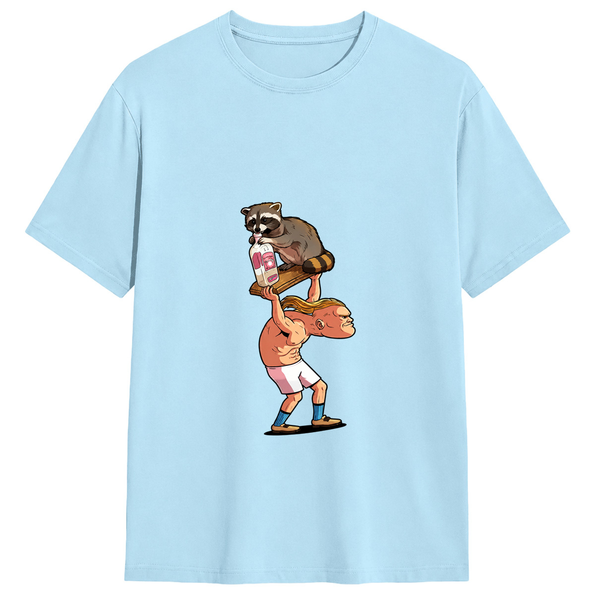 Football Star Haaland Raccoon Humor Short Sleeve Shirt