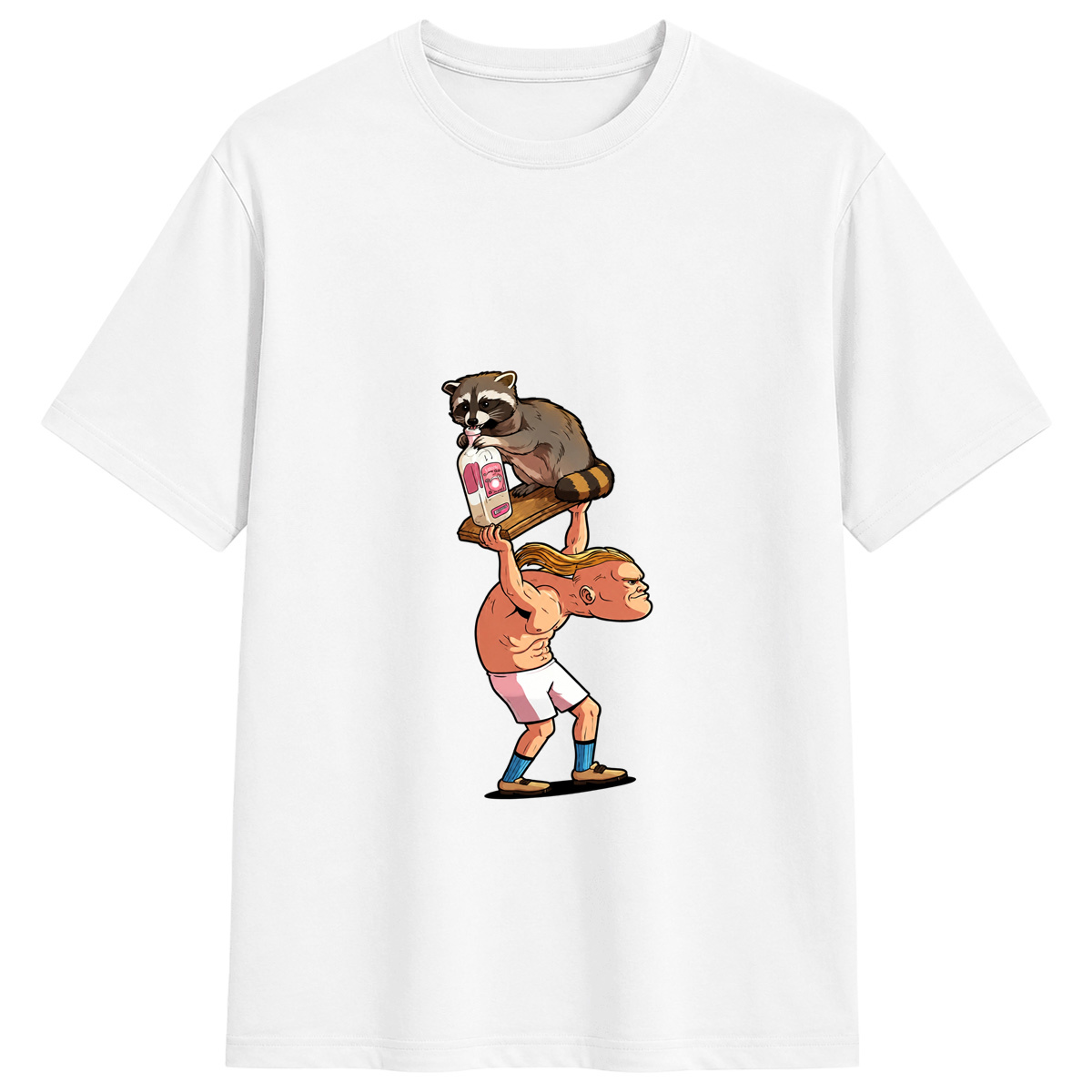 Football Star Haaland Raccoon Humor Short Sleeve Shirt