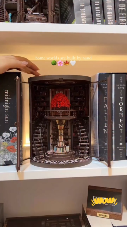 Wisdom Rings Library DIY Book Nook Kit 3D Wooden Puzzle Gift For Diy Fans Book Reader Birthday Christmas Gift 