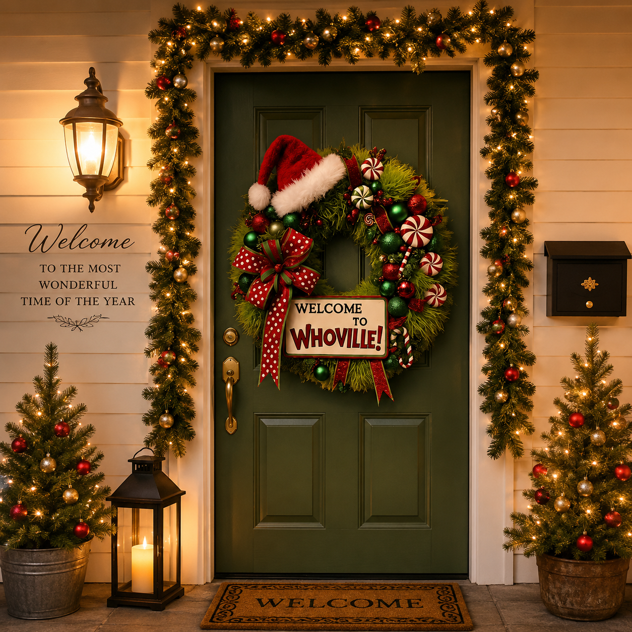 Welcome to Whoville Grinch Christmas Door Wreath