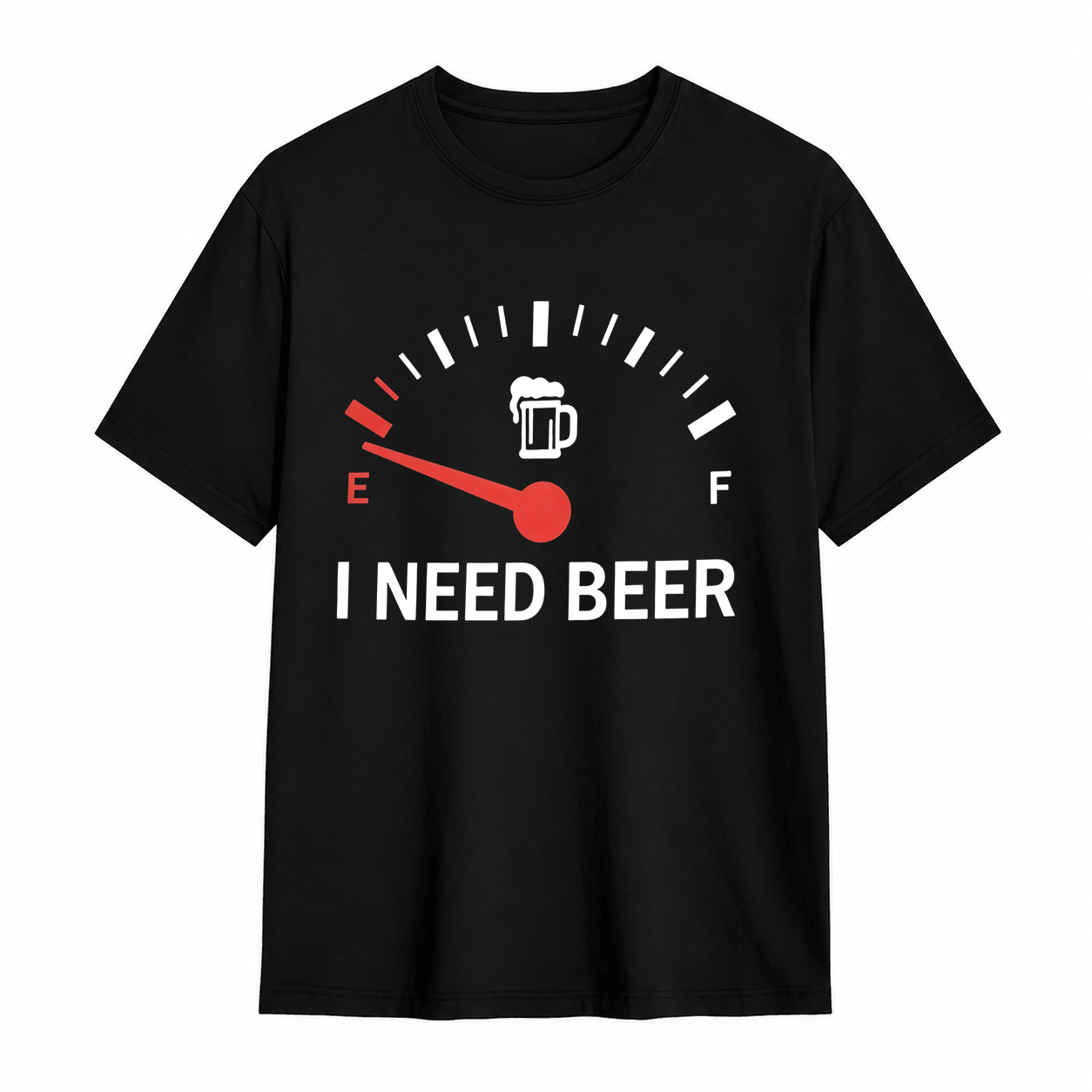 Low Fuel Gauge I Need Beer Funny Graphic T-Shirt	