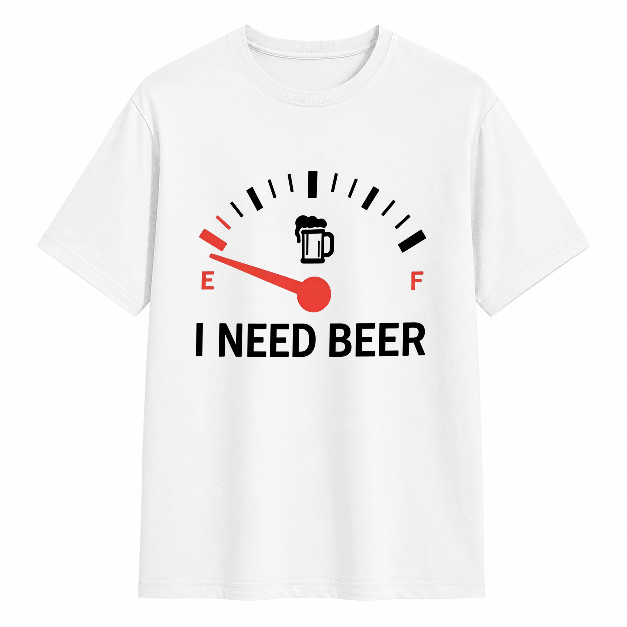 Low Fuel Gauge I Need Beer Funny Graphic T-Shirt	