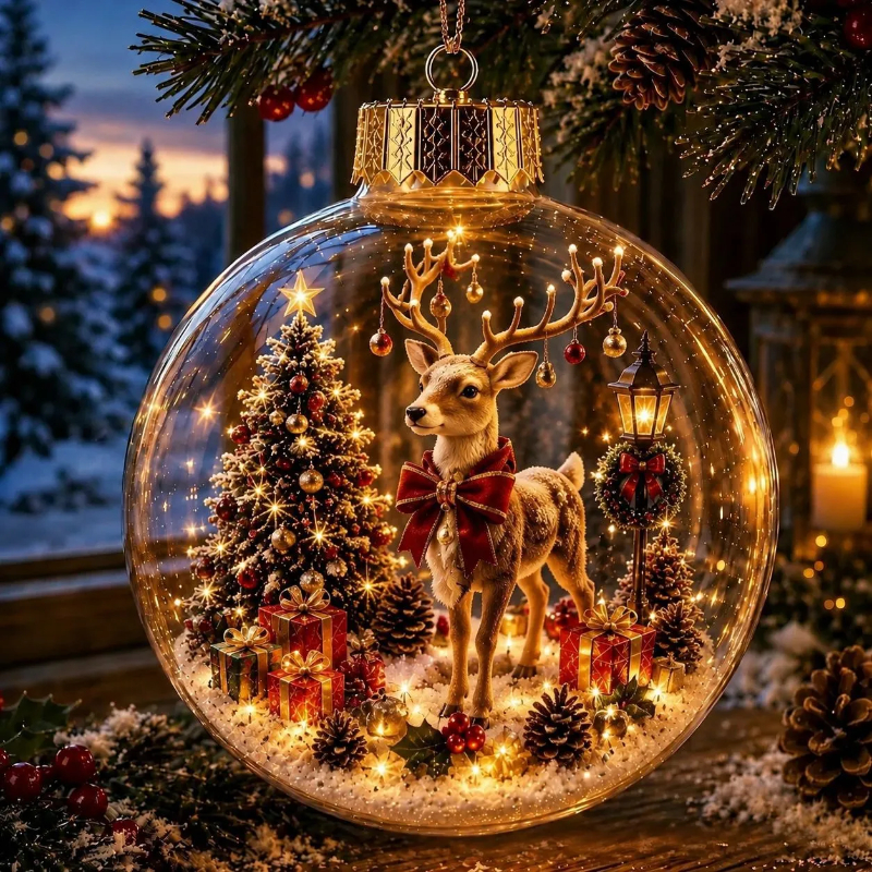 🎄Glowing Christmas Diorama Ornament – A Tiny Winter World in Your Hands