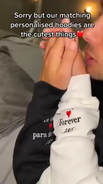 Personalized Embroidered Roman Numeral Matching Hoodie Sweatshirt Valentines Day Couple Gifts