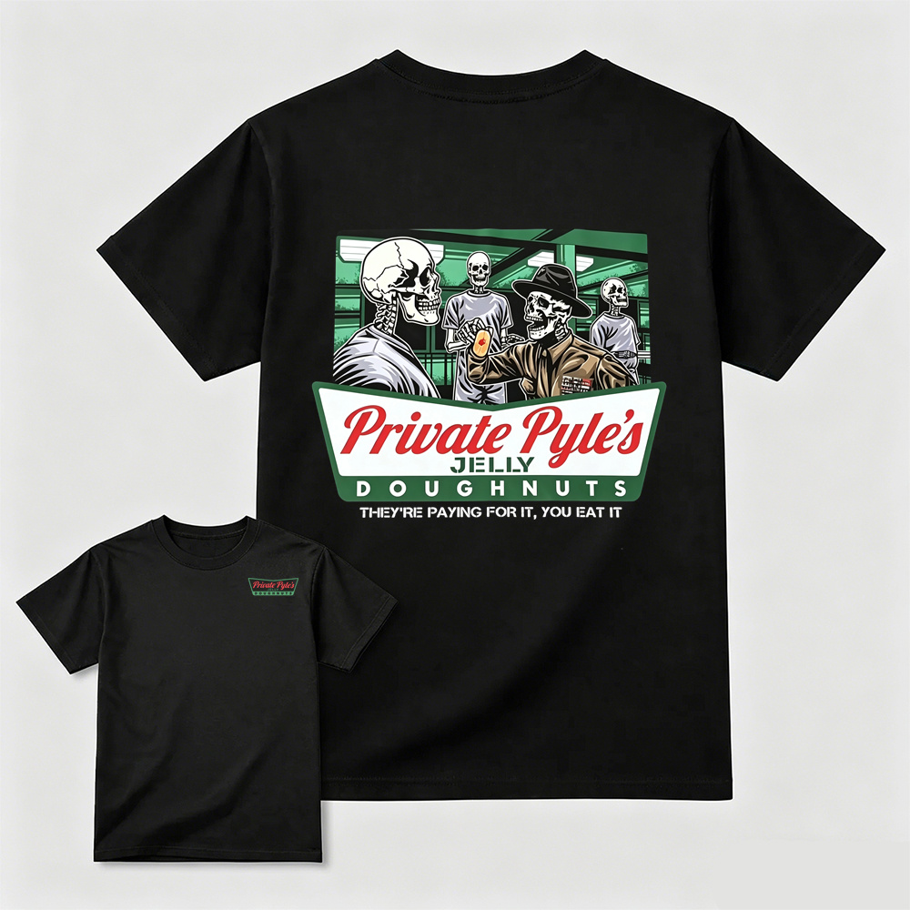 Private Pyle's Jelly Doughnuts Full Metal Jacket Skeleton Graphic T-Shirt	