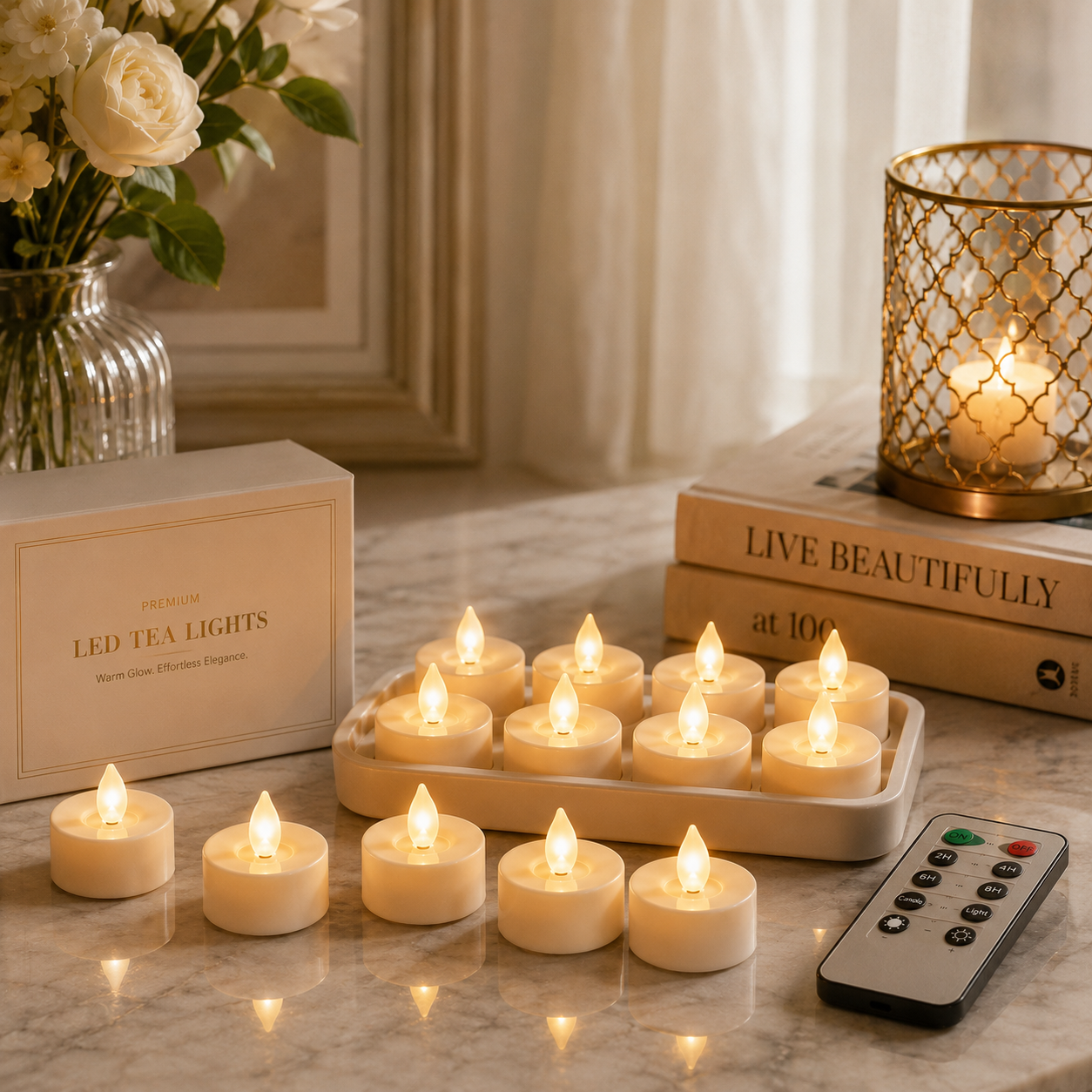 🕯12 Pack Rechargeable Flickering LED Tealight Candles with Charging Base, Remote & Timer | Safe Flameless Lights for Halloween Party Home Decor🕯️	