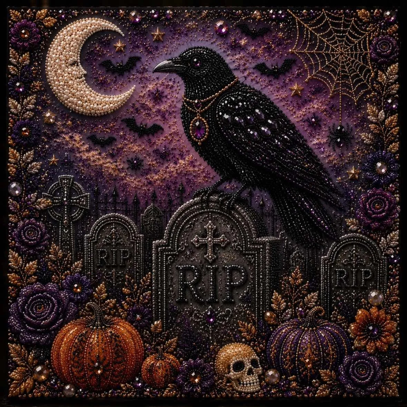 🧘Relaxing & Beginner-Friendly- 👻Cute Ghosts Pumpkins 3D Pearl Mosaic Art Kit