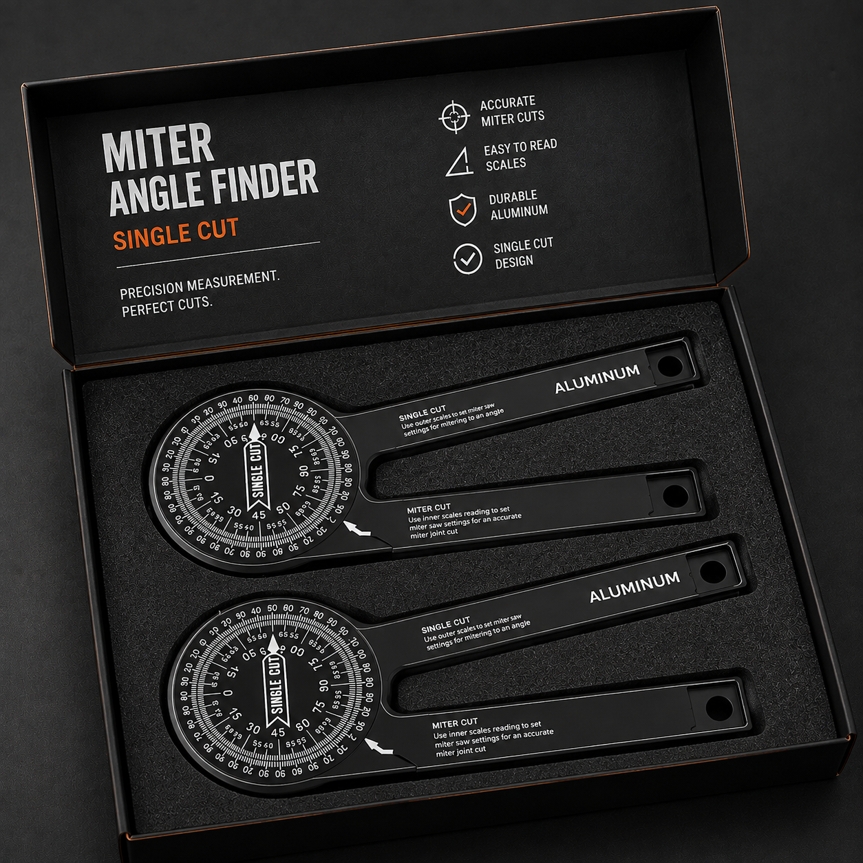 7-Inch Aluminum Miter Saw Protractor | Precision Laser Engraved Scale, Inside & Outside Corner Angle Finder, Professional Measuring Tool for Carpenters, Plumbers & Construction Works