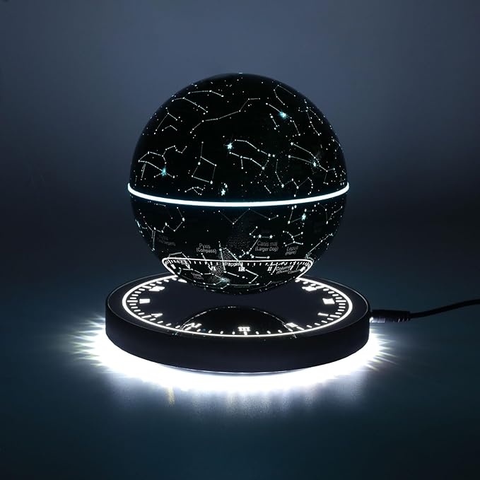 16-Color LED Levitating Globe | Auto Spin Constellation Globe Black Base