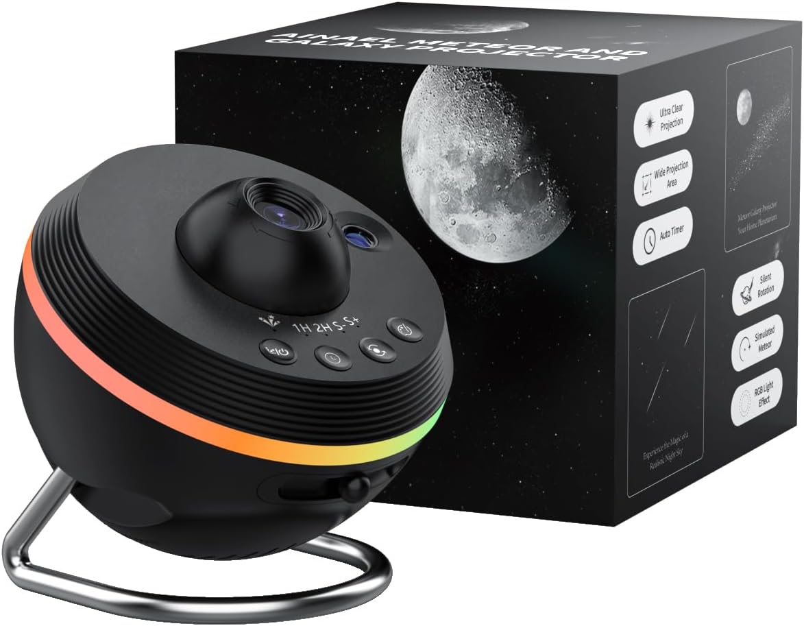 180° Rotate Galaxy Projector | Meteor Star Night Light with Light Strip & 1 Glass Projection Disc