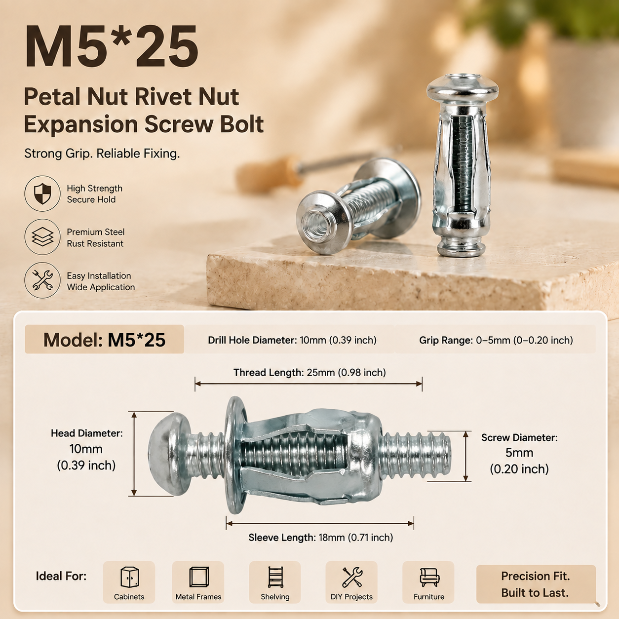 20‑Pack Hollow Wall Anchors with Screws, Cavity Fixing for Aluminum Cladding, Sheet Steel, Pipes & Thin Hollow Walls | Sold as Full Pack Only