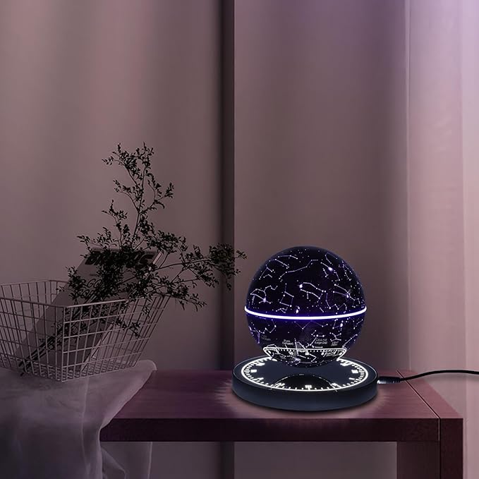 16-Color LED Levitating Globe | Auto Spin Constellation Globe Black Base