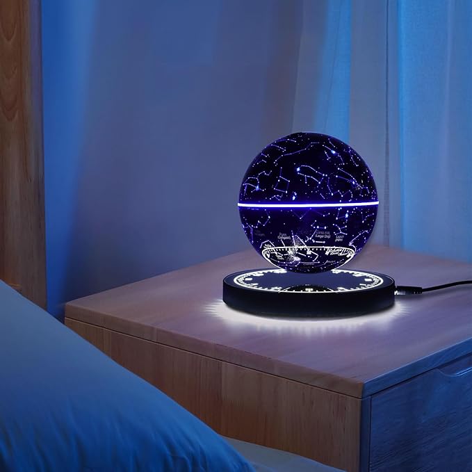 16-Color LED Levitating Globe | Auto Spin Constellation Globe Black Base