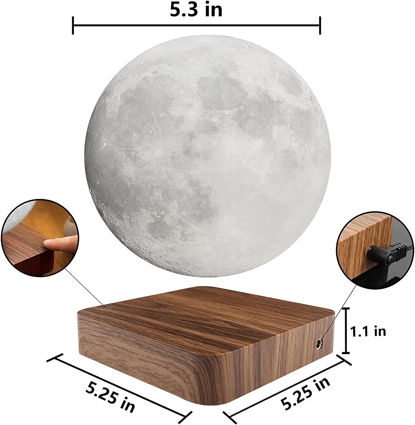 Floating Levitating Moon Lamp｜3 Colors Auto Spin Magnetic Moon Night Light Decor & Gift