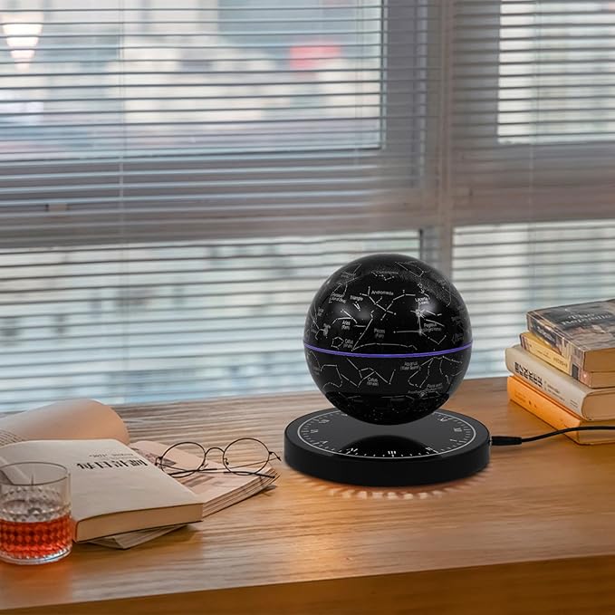 16-Color LED Levitating Globe | Auto Spin Constellation Globe Black Base