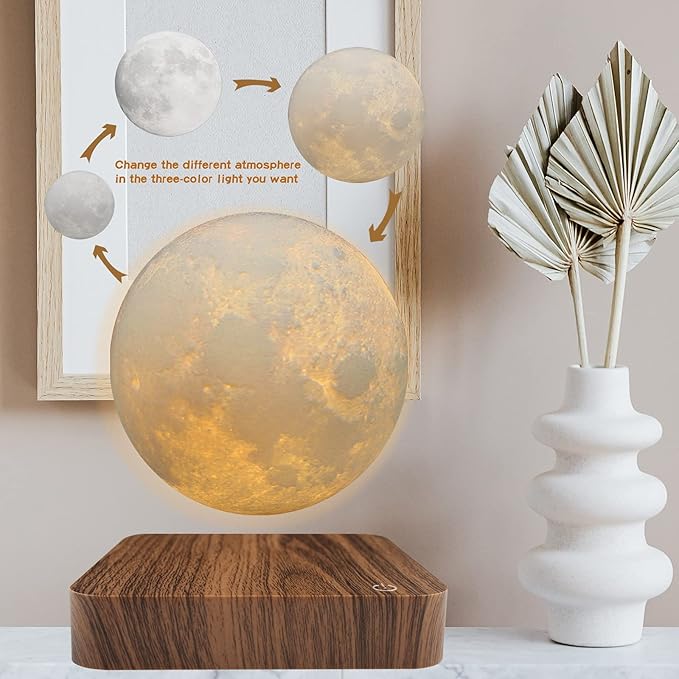 Floating Levitating Moon Lamp｜3 Colors Auto Spin Magnetic Moon Night Light Decor & Gift