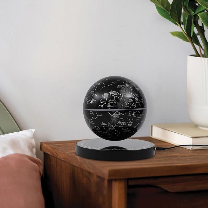 16-Color LED Levitating Globe | Auto Spin Constellation Globe Black Base