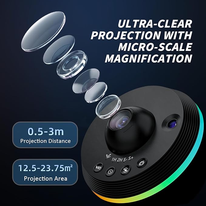 180° Rotate Galaxy Projector | Meteor Star Night Light with Light Strip & 1 Glass Projection Disc