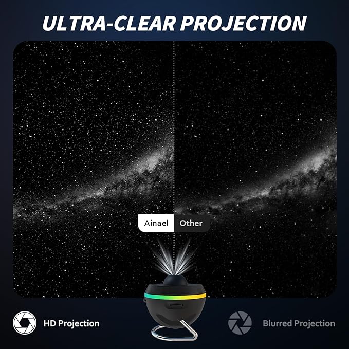 180° Rotate Galaxy Projector | Meteor Star Night Light with Light Strip & 1 Glass Projection Disc
