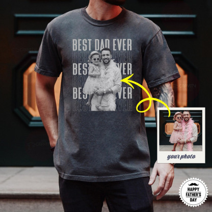 Custom Best Dad Ever Shirt Vintage Dad Shirt With Kids Photo For Fathers Day Gift