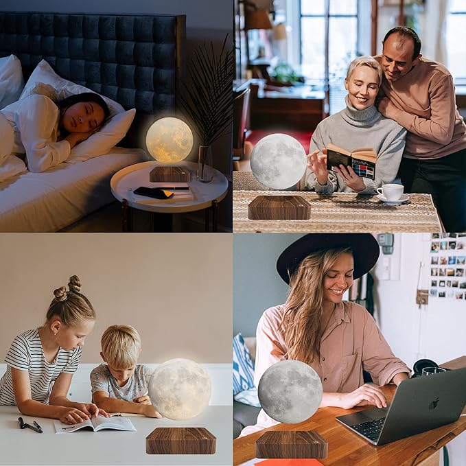 Floating Levitating Moon Lamp｜3 Colors Auto Spin Magnetic Moon Night Light Decor & Gift