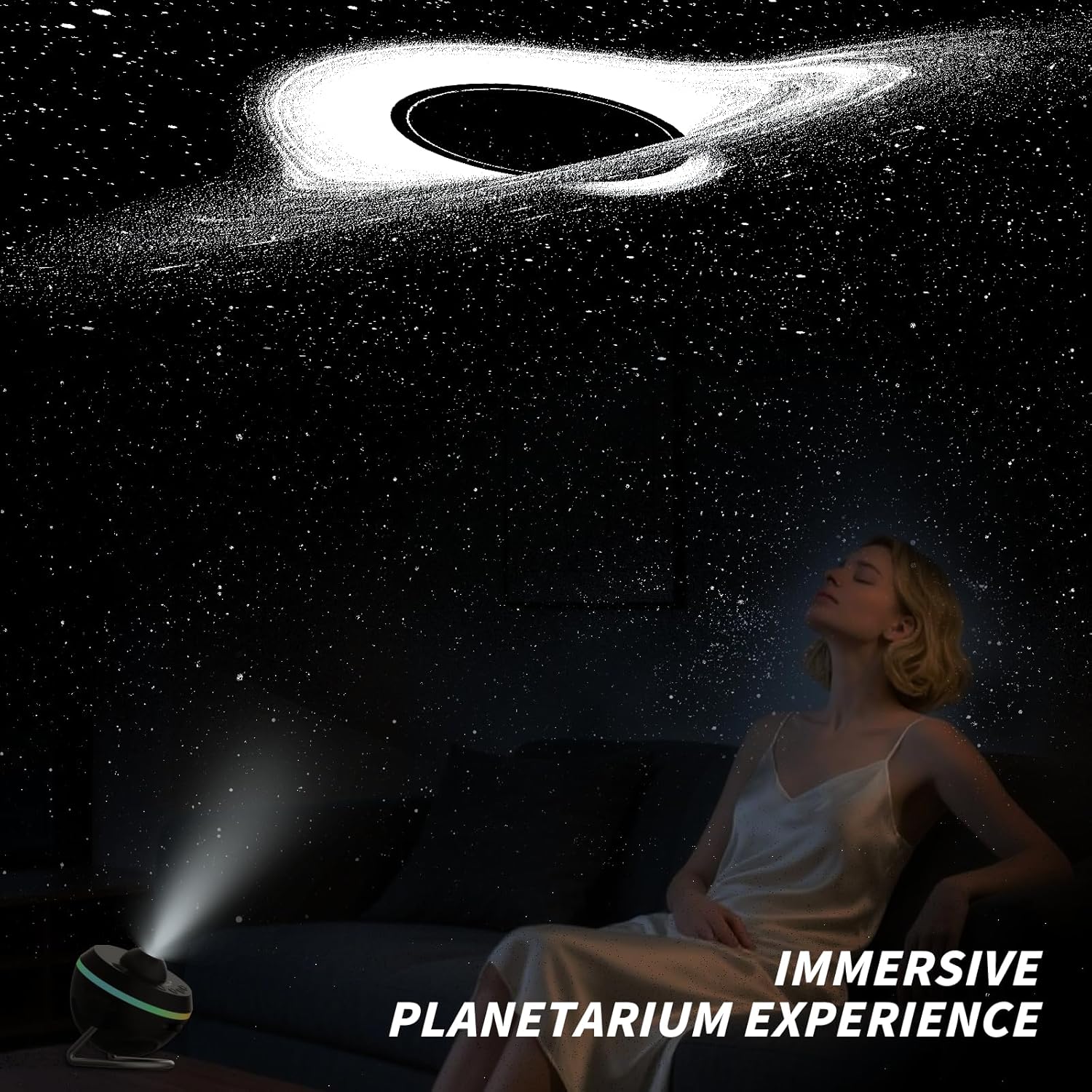 180° Rotate Galaxy Projector | Meteor Star Night Light with Light Strip & 1 Glass Projection Disc