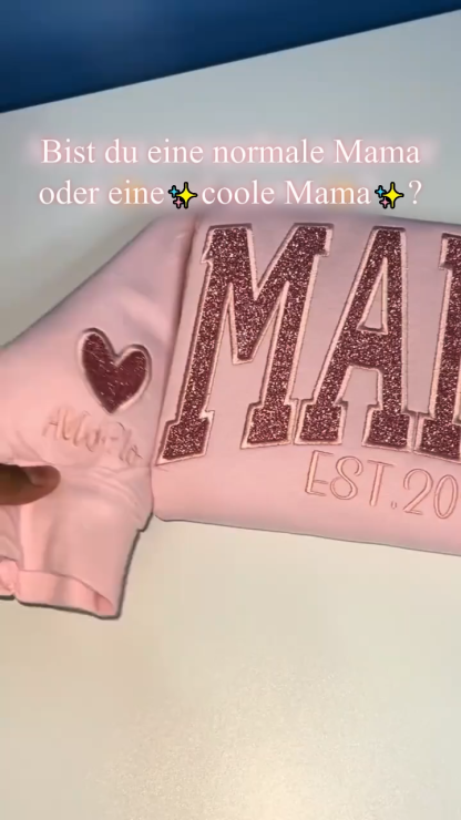 Besticktes Glitzer-Vinyl-Sweatshirt „MAMA“ – Geschenk zum Muttertag für Mama und Oma