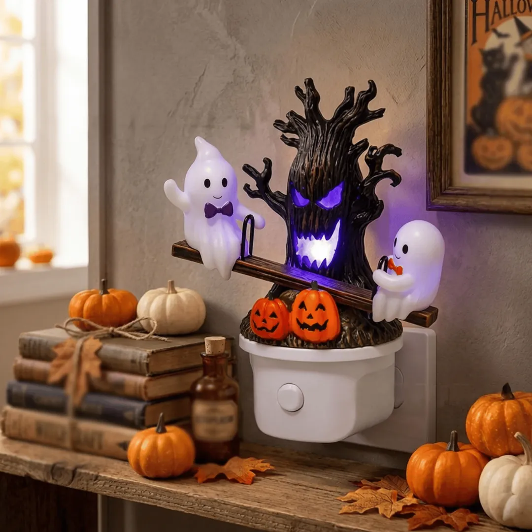 🔥HOT SALE UP TO 49% OFF 🎃👻 Animated Seesaw Ghost Plug-In LED Night Light