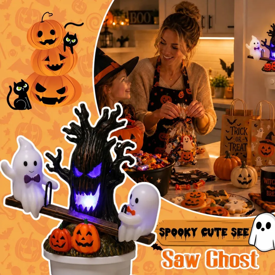 🔥HOT SALE UP TO 49% OFF 🎃👻 Animated Seesaw Ghost Plug-In LED Night Light