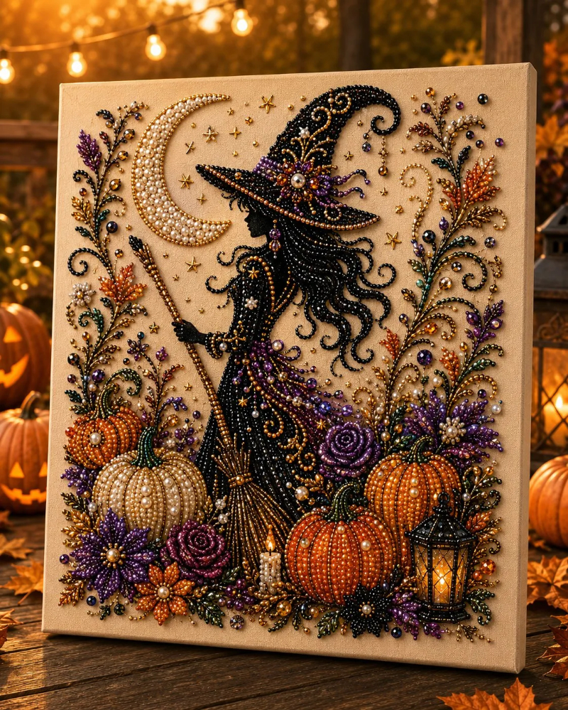💥 LAST DAY | 49% OFF Halloween Pearl Art DIY Kit Turn Tiny Pearls Into Spooky-Cute Halloween Magic