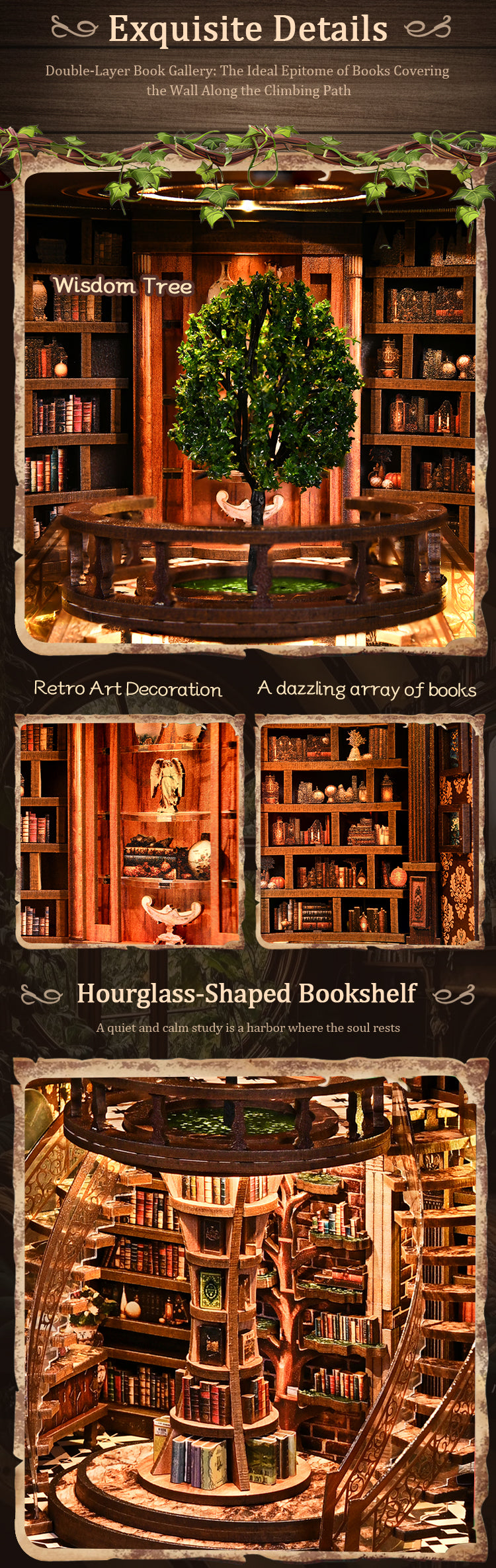 Wisdom Rings Library DIY assembly parts and finished model