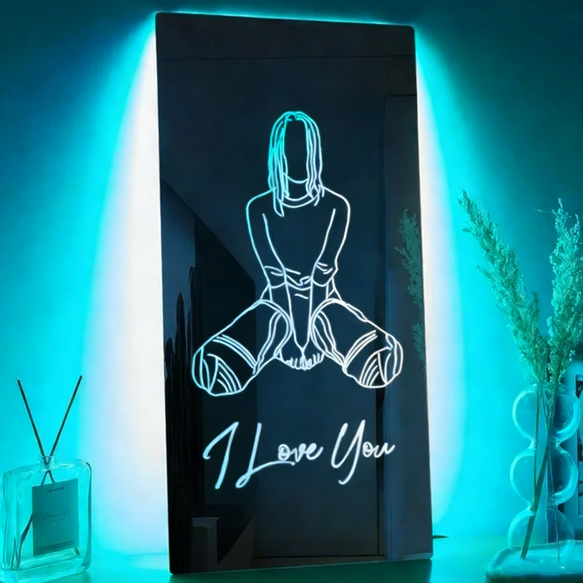 Custom Spicy Photo Name Seductive Mirror LED Light Valentine's Gift for him