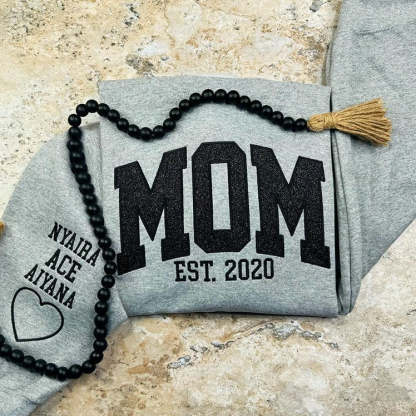 Custom Embroidered Glitter Vinyl MAMA Sweatshirt-Gift For Mom & Grandma Mother's Day Gift