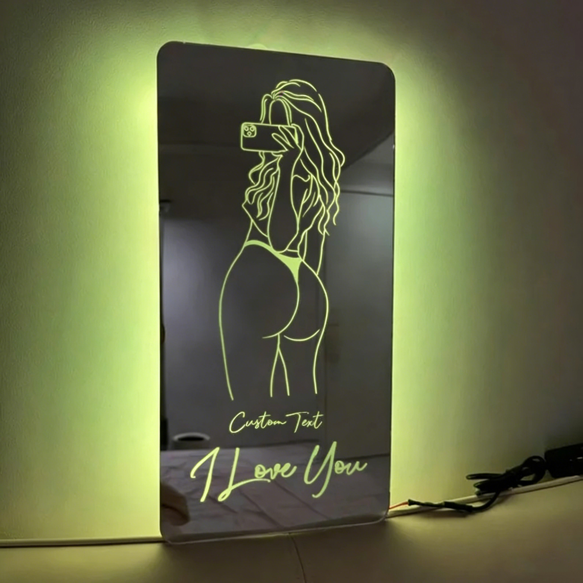 Custom Spicy Photo Name Seductive Mirror LED Light Valentine's Gift for him