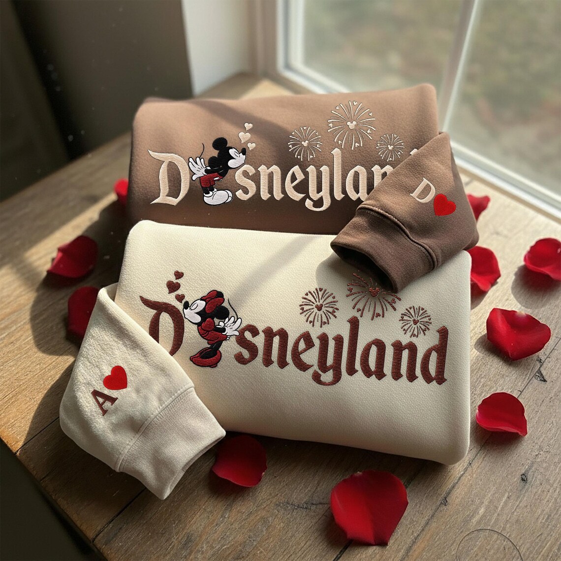 Couple Mouse And Girlfriend Embroidered Sweatshirts, Magical Land Valentine Embroidered Hoodie, Valentines Couple Mouse, Honeymoon Gift