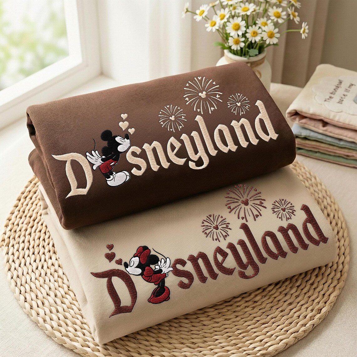 Couple Mouse And Girlfriend Embroidered Sweatshirts, Magical Land Valentine Embroidered Hoodie, Valentines Couple Mouse, Honeymoon Gift